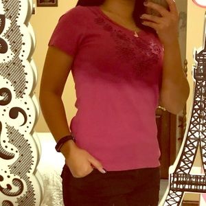 August Silk Flower Short Sleeve Top